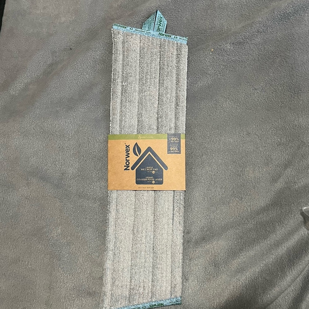 Norwex Baklock Wet Mop Pad LARGE‎ Graphite / Teal  NWT